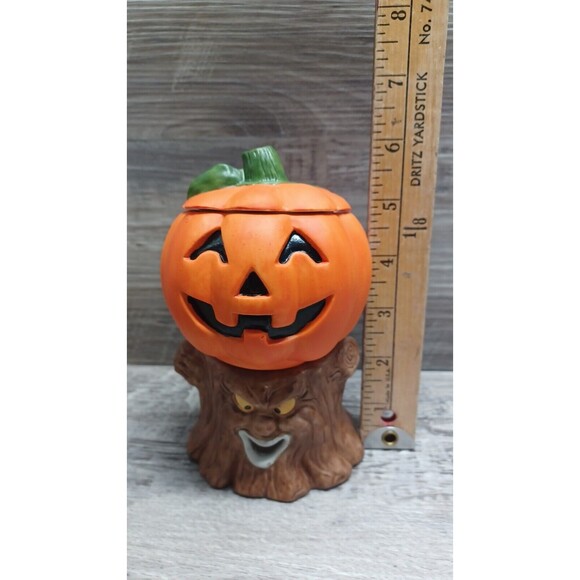 Vtg 1980s Jack O Lantern Porcelain Potpourri Pot Halloween - Picture 5 of 8